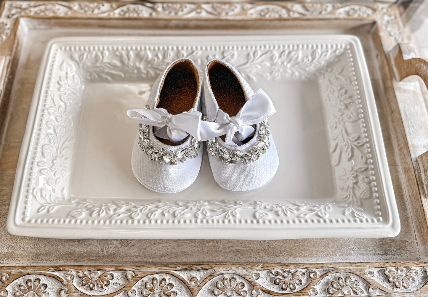 WHITE CRYSTAL SHOES
